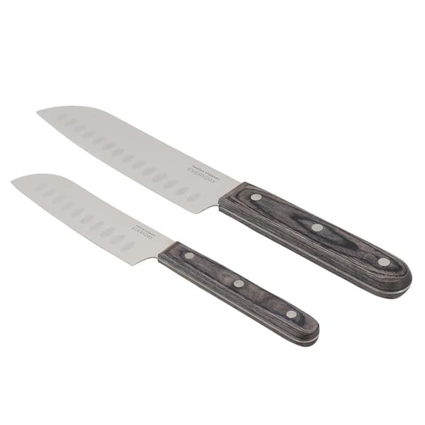 MARTHA STEWART EVERYDAY 2 Piece Stainless Steel Santoku Knife Set in Dark Grey