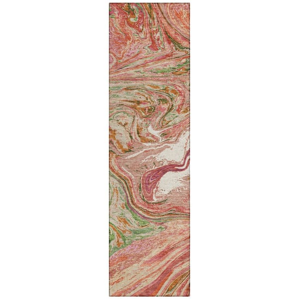 Chantille Machine Washable Indoor/Outdoor Abstract ACN1061 Coral 2 ft. 3 in. x 7 ft. 6 in. Area Rug