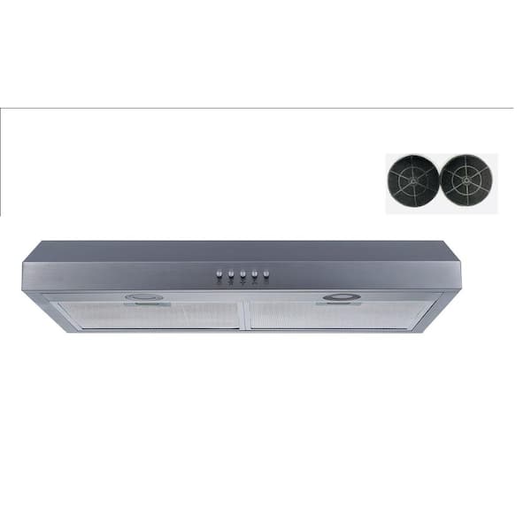 Winflo 30 in. 330 CFM Convertible Under Cabinet Range Hood in Stainless Steel with Mesh and Charcoal Filters