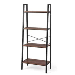 4-Tier Bookcase Open Rustic Bookshelf Multipurpose Industrial Storage Shelf