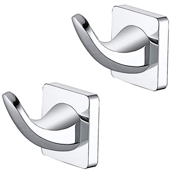 Bath Stainless Steel 2-Pack Wall Mounted J-Hook Robe Hook Towel Hook in Polished Chrome