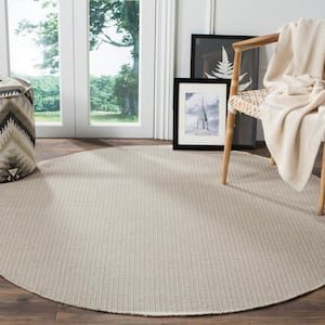 Montauk Ivory/Green 6 ft. x 6 ft. Round Solid Area Rug