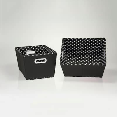 8 in. H x 10 in. W x 13 in. D Black Canvas Cube Storage Bin 2-Pack
