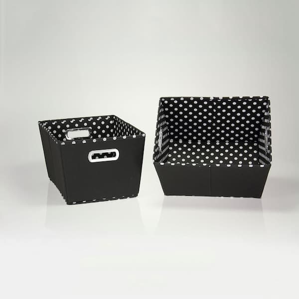 HOUSEHOLD ESSENTIALS 8 in. H x 10 in. W x 13 in. D Black Canvas Cube Storage Bin 2-Pack