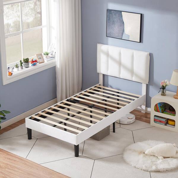 VECELO Upholstered Bed, Modern Platform Bed with Adjustable VECELO Upholstered Bed, Modern Platform Bed with Adjustable