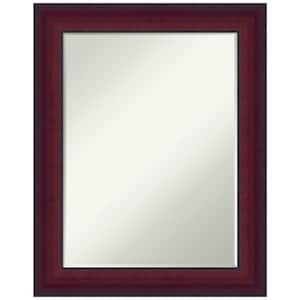 Canterbury Cherry 23.25 in. x 29.25 in. Petite Bevel Casual Rectangle Wood Framed Bathroom Wall Mirror in Cherry