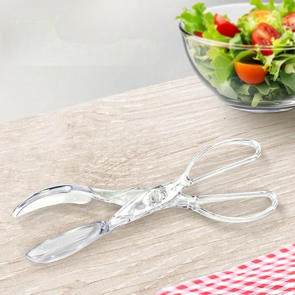1 Piece 11.25 in. Premium Salad Scissor Tongs, Clear Plastic