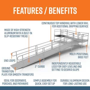 PATHWAY 30 ft. L-Shaped Aluminum Wheelchair Ramp Kit with Solid Surface Tread, 2-Line Handrails and (2) 4 ft. Platforms
