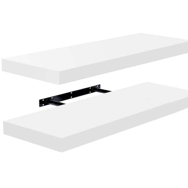 Unbranded 24 in. W x 9 in. D White Floating Shelves Decorative Wall Shelf (Set of 2)