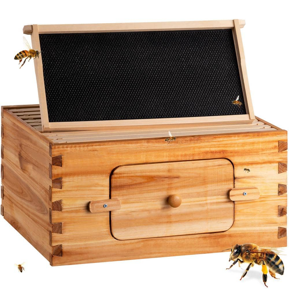 VEVOR Bee Hive 10-Frame Complete Beehive Kit 100% Beeswax Natural