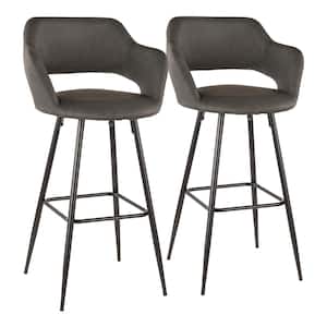 Margarite 29 in. Grey Faux Leather Upholstery Bar Stool (Set of 2)
