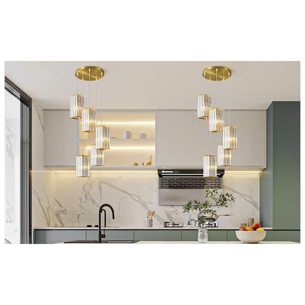 ZHLWIN Home Lighting 60-Watt 5-Lights Gold Mini Crystal Rectangle