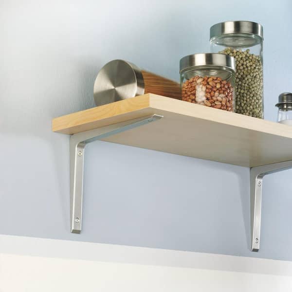 PURIST 11.8 in. Silver Aluminum Shelf Bracket Set of 2