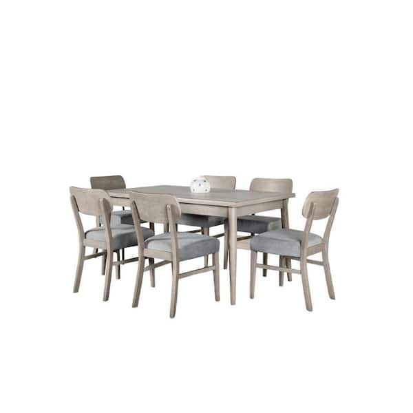 Kene Gray Wood 35.4 in. 4-Legs Dining Table Seats-6