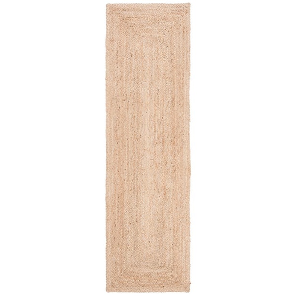 SAFAVIEH Cape Cod Natural 2 ft. x 10 ft. Solid Color Border Runner Rug