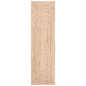 Cape Cod Natural 2 ft. x 6 ft. Solid Color Border Runner Rug