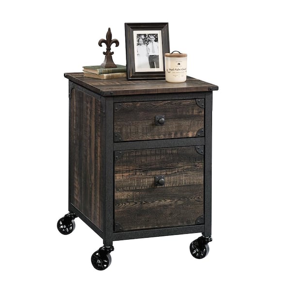 SAUDER Steel River Carbon Oak File Cabinet with Casters