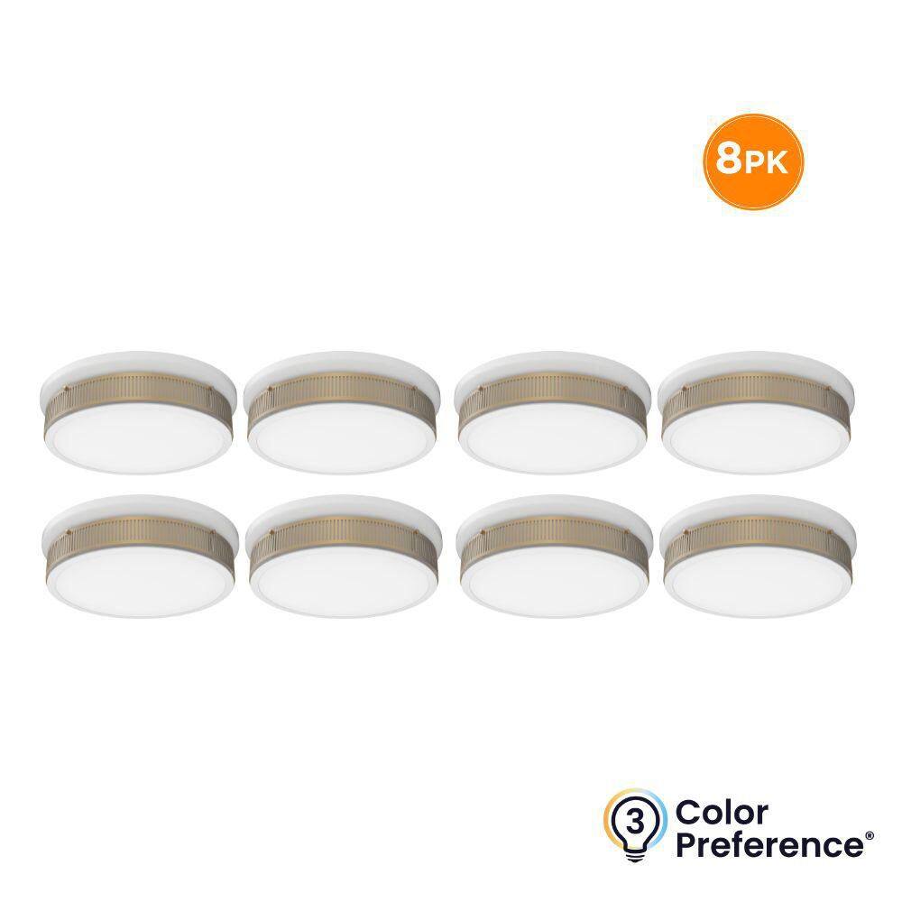 8-Pack ESTELLE 15 in. LED Flush Mount Ceiling Light, 1800LM, 30W, Selectable 3000K 4000K 5000K, White and Gold, Round price history on PriceWatchPro