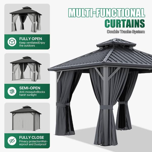 Sizzim 10 ft. x 10 ft. Outdoor Hardtop Gazebo with Galvanized