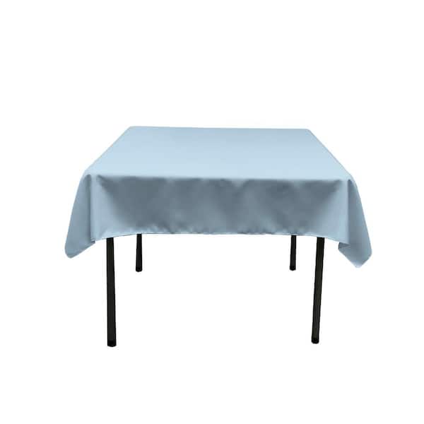 LA Linen 58 in. x 58 in. Light Blue Polyester Poplin Square Tablecloth