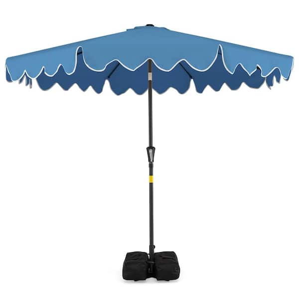coral coast 9 ft push button tilt patio umbrella Costway 9 ft. Patio Umbrella with Weighted Base Sandbags Push Button Tilt  Crank Sturdy Ribs in Blue HCST13264