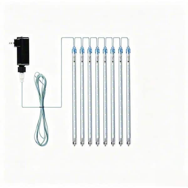 8-Tube 192 LED White Meteor Shower Rain Icicle Lights, Outdoor Halloween Christmas Decoration, UL Plug 1-Pack