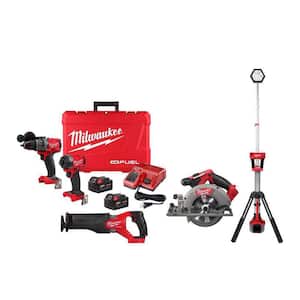 M18 FUEL 18-Volt Lithium Ion Brushless Cordless Combo Kit 4-Tool with ROCKET Dual Power Tower Light