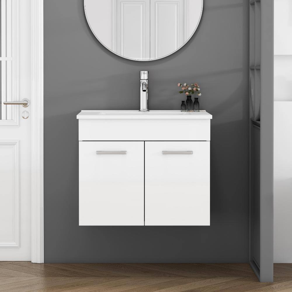 24 in. Wall Mounted Bathroom Vanity with Sink Double Doors Storage Cabinet price history on PriceWatchPro