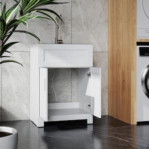 24 in. W x 18 in. D x 34 in. H Freestanding Bath Vanity in White with White Stainless Steel Top