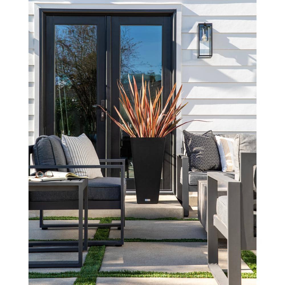 Black Tall Square Plastic Planter Set for Indoor/Outdoor Use