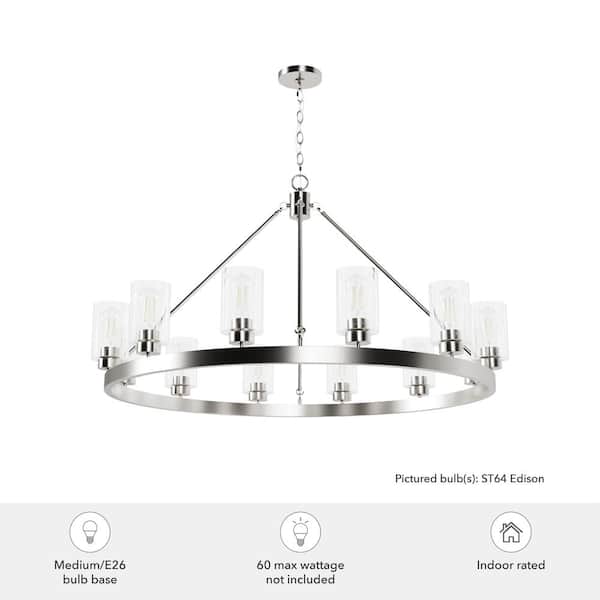Hunter Hartland 12-Light Brushed Nickel Transitional Led Chandelier