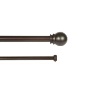 Hamlin Double 36 in. - 66 in. Adjustable Double Curtain Rod 1 in. Diameter in Weathered Brown with Ball Finials