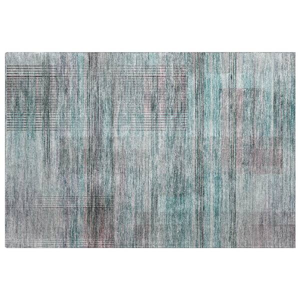 Dream Shag Premium Machine Washable Abstract ADS819 Teal 3 ft. x 4 ft. Area Rug