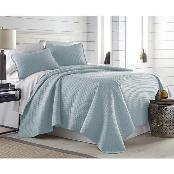 Southshore Fine Linens Vilano Oversized Blue Microfiber Full/Queen Quilt and Sham Set