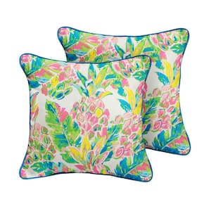 Pink/Blue Outdoor Corded Throw Pillows (2-Pack)