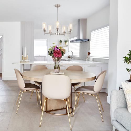 5-Light Nickel Contemporary Chandelier with Clear Glass Chandeliers