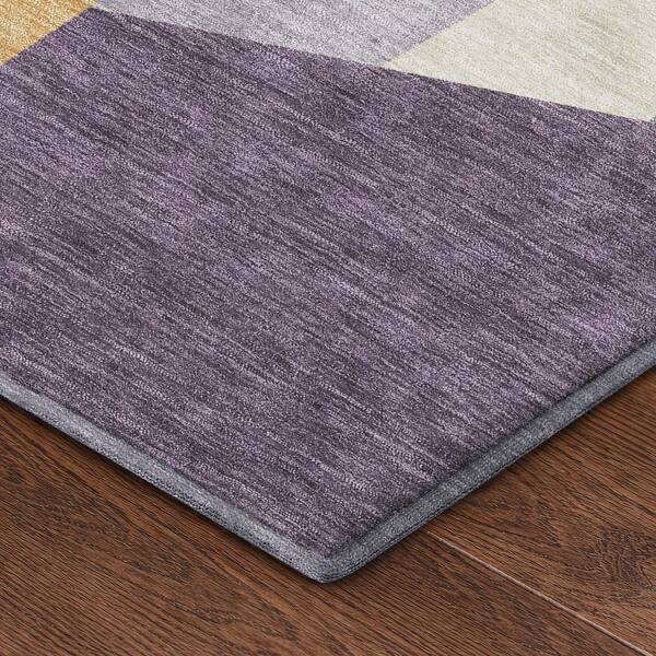 Mayfield Premium Machine Washable Abstract AMF2446 Plum 9 ft. x 12 ft. Area Rug