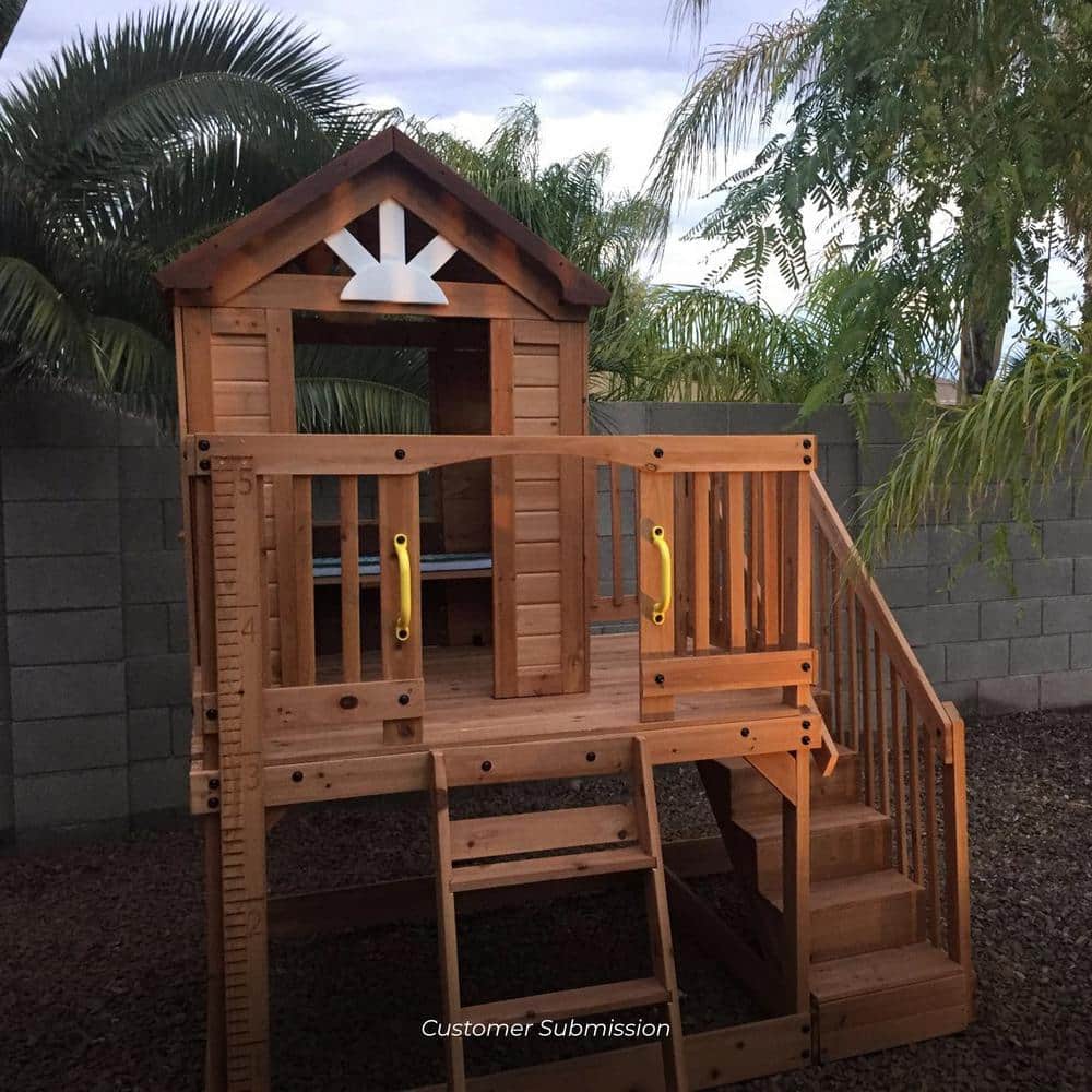 Scenic Heights Cedar Wooden Playhouse with Porch and Ladder