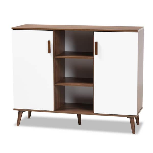 Baxton Studio Quinn White and Walnut Wood Dining Room Sideboard