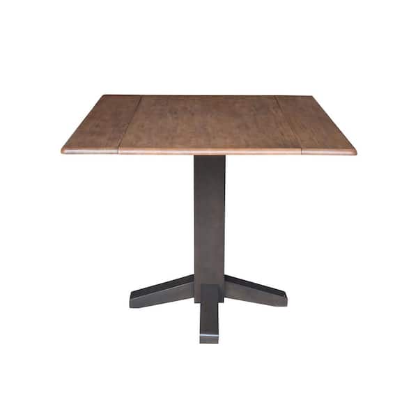 International Concepts Hickory/Washed Coal Solid Wood 36 in Pedestal Dining Table Seats 4