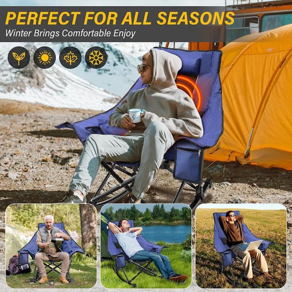SEEUTEK Heated Camping Rocking Chair, Dual-Zone 3-Level Heated