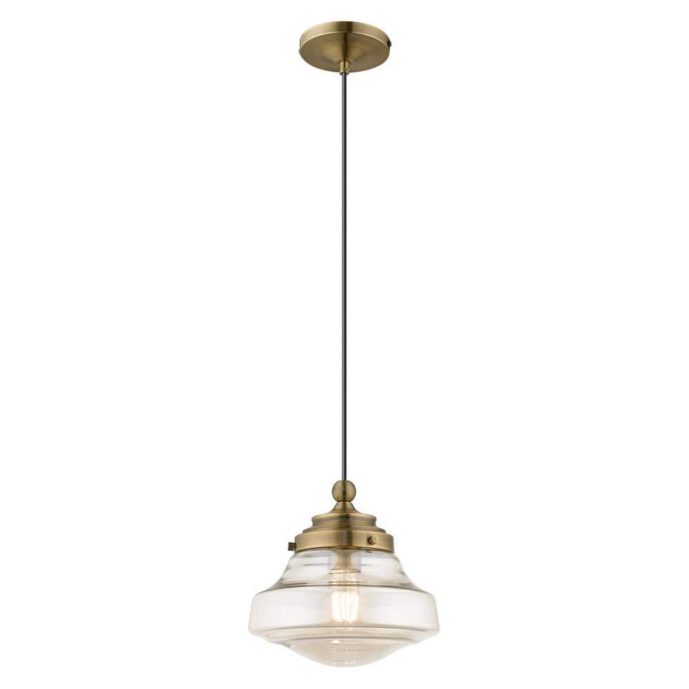 Antique Brass Mini Pendant with Champagne Glass Shade