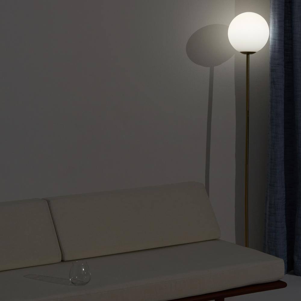 Luna Frosted Glass Globe Adjustable LED Floor Lamp for Kids in Brass