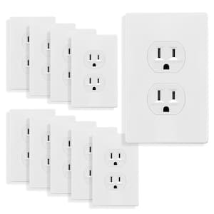 15 Amp Tamper Resistant Duplex Receptacle Outlet with Screwless Wall Plate, White (10-Pack)