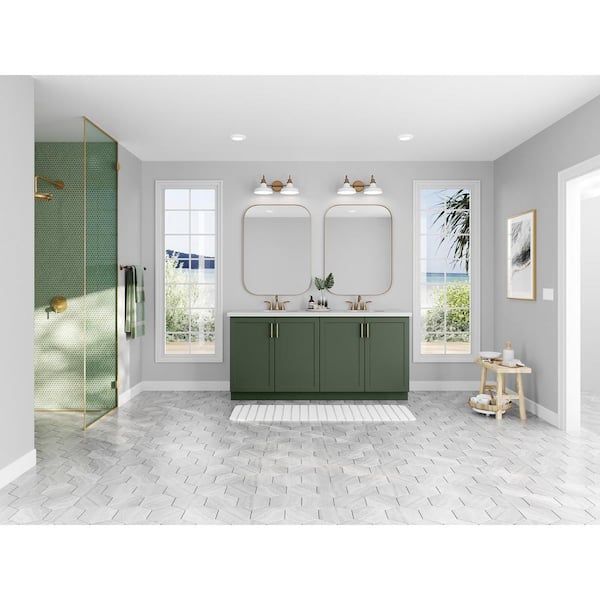 Designer Series Melvern 33 in. W x 21 in. D x 34.5 in. H Assembled Shaker Full Height Door Bath Cabinet in Forest