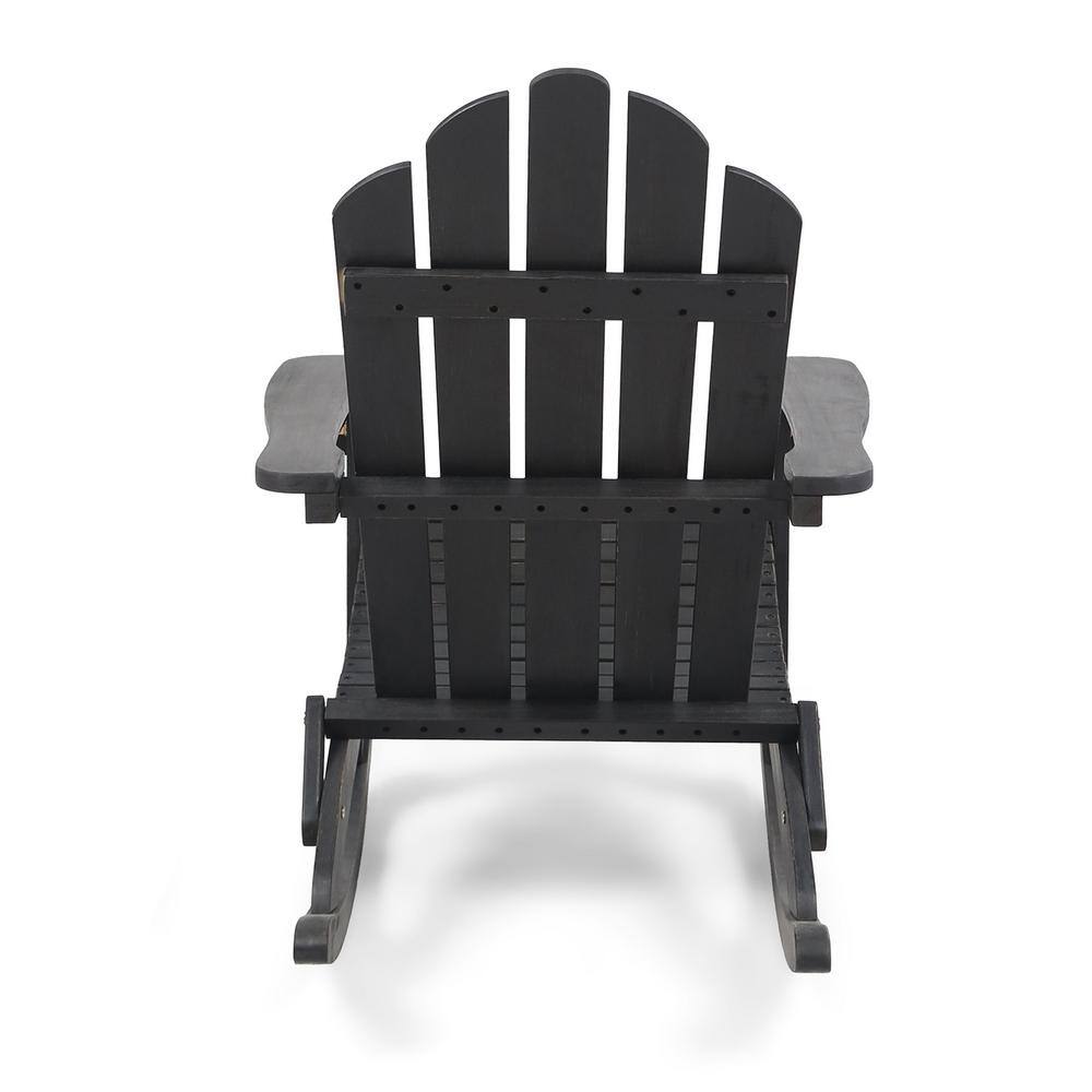 Farmhouse Dark Gray Wooden Rocker Armchair with Foldable Design