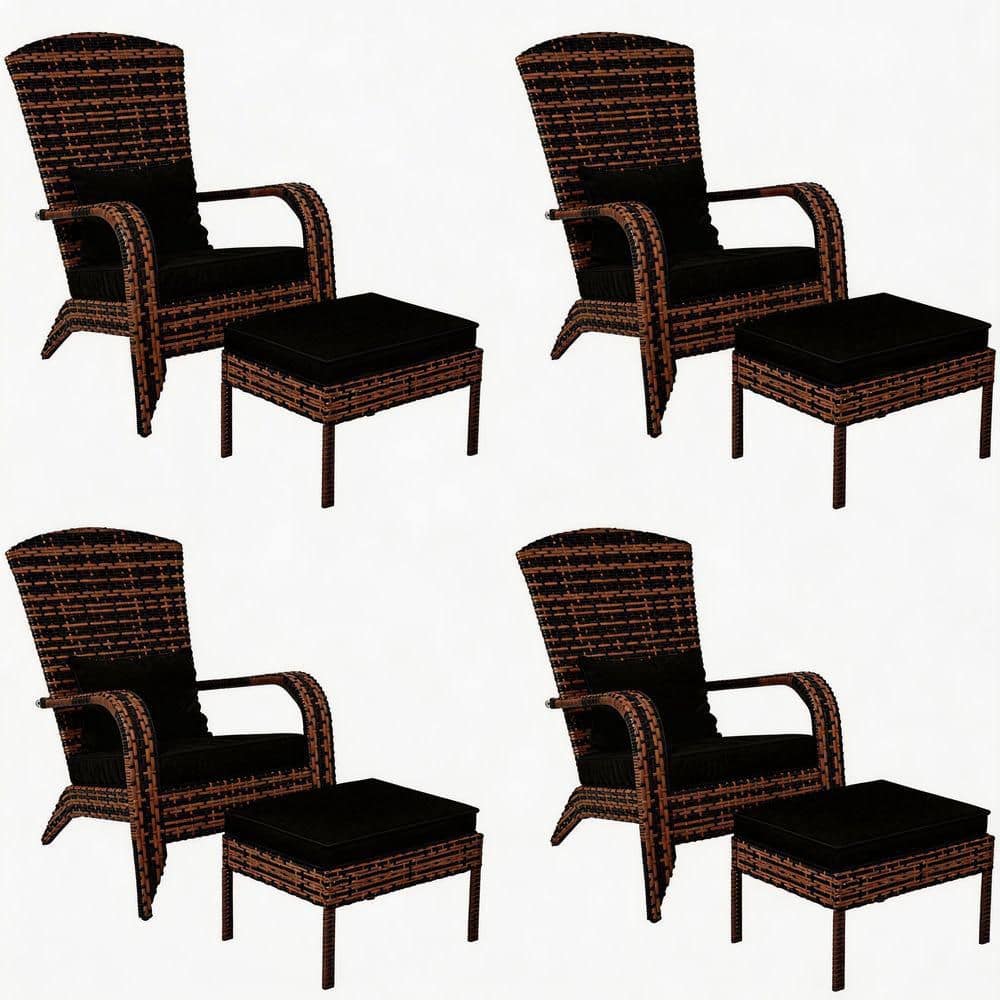 Modern Black Wicker Adirondack Chair with Ottoman Set of 4 price history on PriceWatchPro