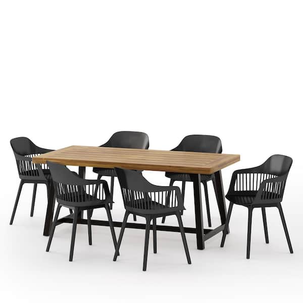 Emmanuel 7-Piece Wood and Resin Outdoor Dining Set