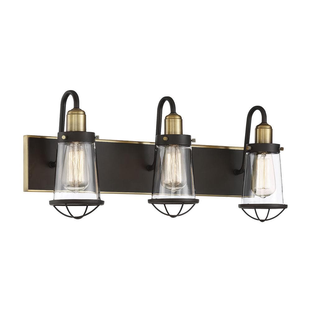Lansing 3-Light Dimmable Brass and Bronze Bathroom Fixture