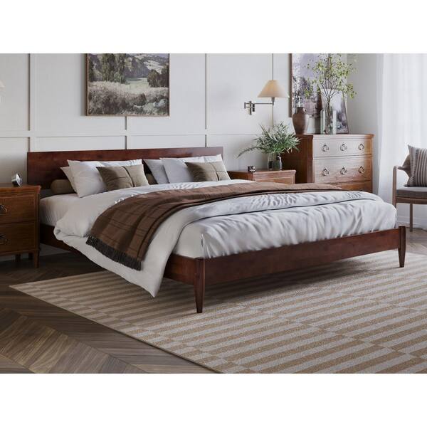 AFI Aria Walnut Brown Solid Wood Frame King Modern Low Profile Platform Bed AR8178054